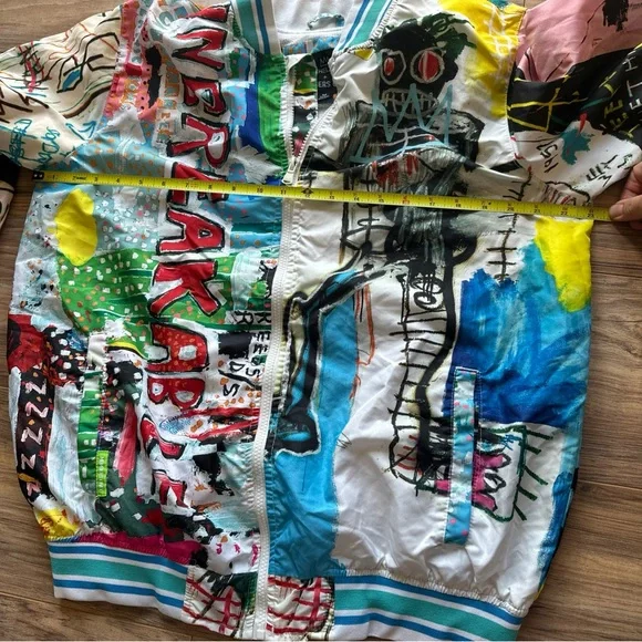 Members Only x Jean-Michel Basquiat Windbreaker Jacket Multicolor Sz Medium